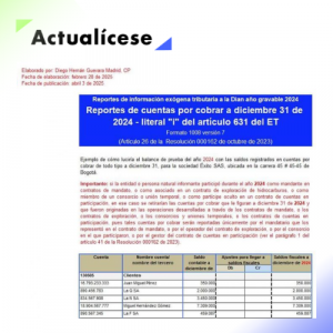 [Liquidador] Plantilla del formato 1008 de exógena 2024: información de cuentas por cobrar