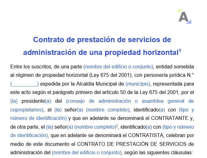 Contrato de prestación de servicios de administración de una propiedad horizontal